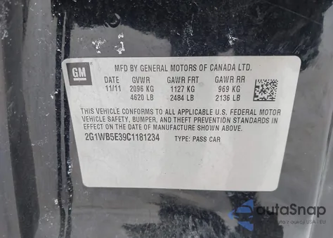 2012 Chevrolet Impala Lt z USA, uszkodzony, nr VIN 2G1WB5E39C1181234